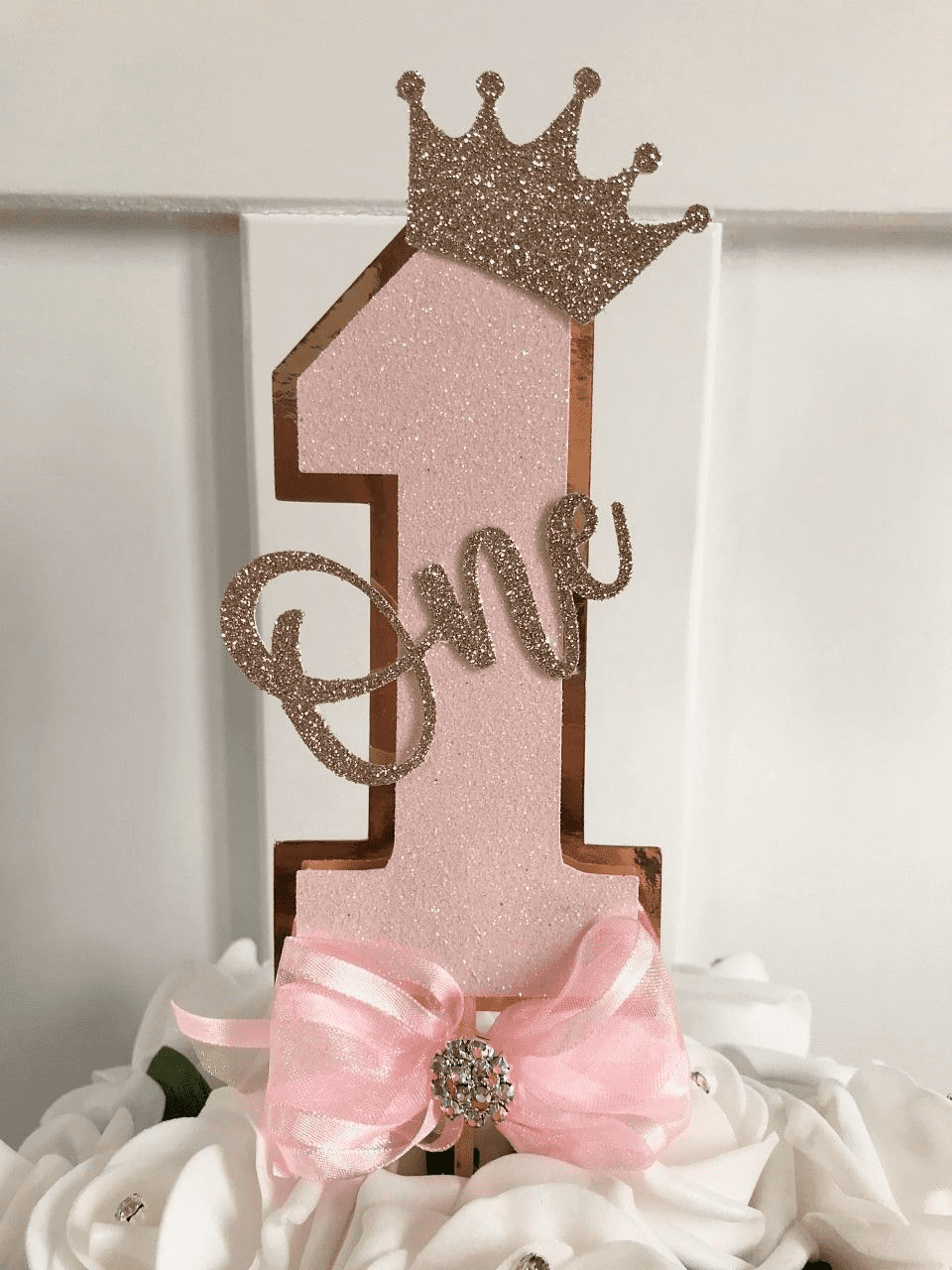 1st Birthday Cake Topper - Pink u0026 Gold 1 cake topper