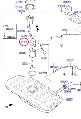 Kia Fuel Filter - Soul 1.6 2014 Onwards, Petrol Engines