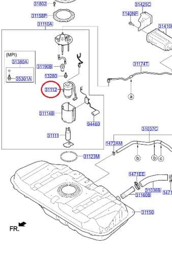 Kia Fuel Filter - Soul 1 6 2014 Onwards Petrol Engines