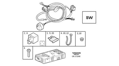 Volvo 7 Pin Towbar Wiring & Trailer Module-XC90 2005-2014