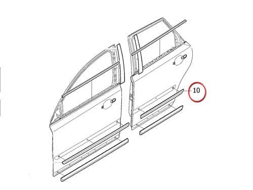 Volvo Left Hand Rear Door Moulding (Primed) 39987038