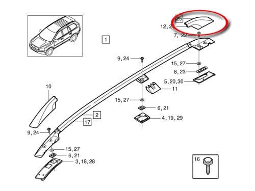 Volvo XC90 - Roof Rail End Caps Black