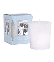 White Cotton Boxed Votive Candles