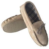 Beige (Tan) Size 6 Cotton Lined Moccasin Slippers | Tools & Leisure