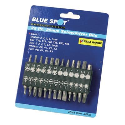 Blue Spot 25pce 25mm Screwdriver Bit Set