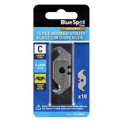 Blue Spot Tools 10pce Hooked Utility Knife Blades