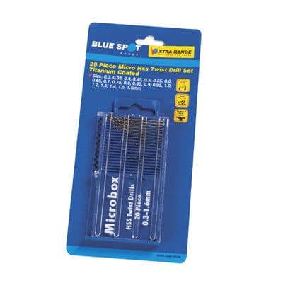 Blue Spot Tools 20pc Micro HSS Twist Drill Set Titanium Coated