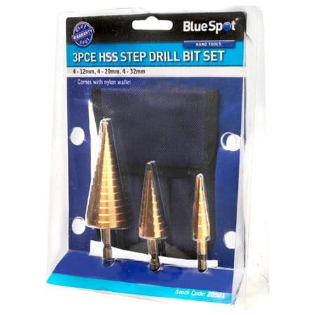Blue Spot Tools 3pc HSS Step Drill Set - Cone Drills | Tools & Leisure