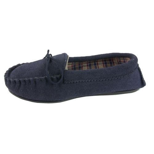 Moccasin Slippers Cotton Lined Size Navy Tools Leisure