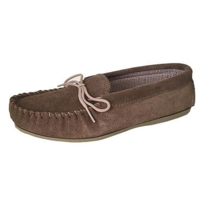 Moccasin Slippers Cotton Lined Size 8 Beige