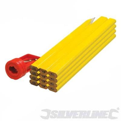 Silverline Tools 12pk Carpenters Pencils and Sharpener