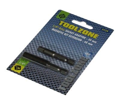 Toolzone 2pc Magnetic Socket Bit Holder & Adaptor