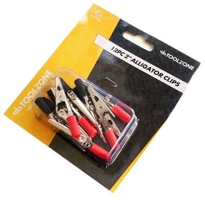 Toolzone Tools 12pc 2'' Insulated Alligator Clips