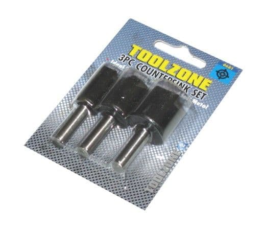 Toolzone Tools 3pc Countersink Bits - Fluted Cutter | Tools & Leisure