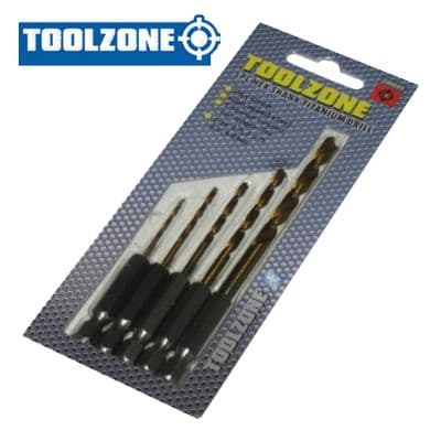 Toolzone Tools 5pc Hex Shank Titanium Drills