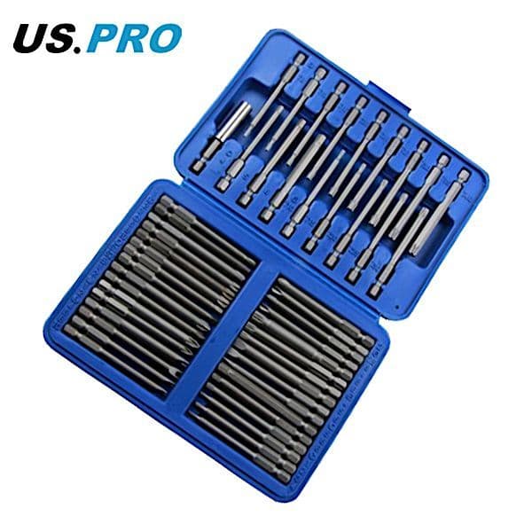 US Pro by Bergen Tools 50pc Extra Long Security Bit Set, Torx, Tamper