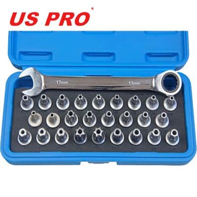 US Pro Tools 27pc 3/8'' DR Tamper Bit & Wrench Set