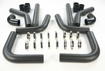 BLACK 2.25" UNIVERSAL TURBO INTERCOOLER PIPE PIPING DIY KIT 57MM BLUE