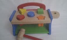 Adorable My 1st 'Baby Hammer Wooden Bench Shape Sorter Toy'