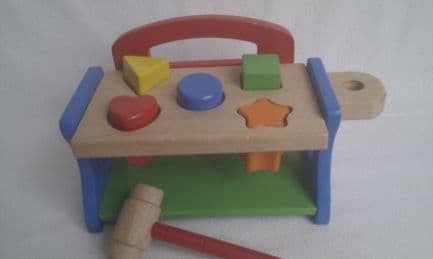 Adorable My 1st 'Baby Hammer Wooden Bench Shape Sorter Toy'