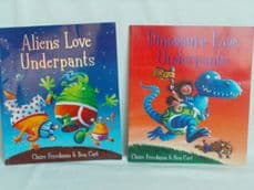 Adorable Set of two 'Aliens Love Underpants' & 'Dinosaurs Love Underpants' Bedtime Story Books