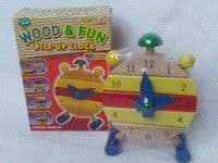 Adorable 'Tell the Time' Build up Educational Wooden Clock BNIB