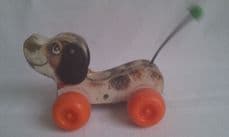 Adorable Vintage 1960s Rare 'Little Snoopy' Fisher Price Push Along Toy