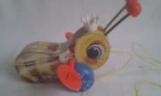 Adorable Vintage 1960s Rare 'Queen Buzzy Bee' Fisher Price Pull Along Toy