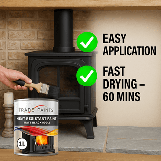 1 X 250ml Satin Jet Black Heat Resistant Wall Paint. Wood Burner Stove - View #4