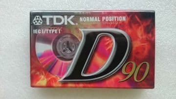 1 X TDK D90 BLANK CASSETTE TAPES - 90 MINUTES TYPE 1 NORMAL POSITION - NEW