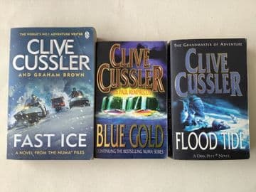 Clive Cussler Book Bundle : Fast Ice, Flood Tide, Blue Gold (Paperbacks)