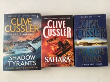 Clive Cussler Book Bundle: Shadow Tyrants, Sahara, Atlantis Found (Paperbacks)