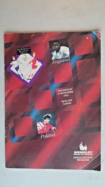 England v Poland..Official Matchday Programme..(8th September 1993)