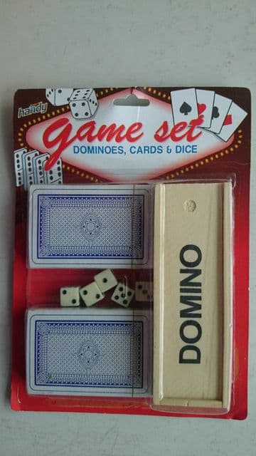 Games Set Dominoes, Cards, and Dice  NEW  and  Sealed