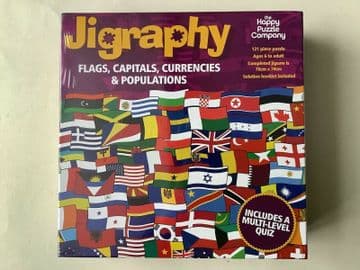 Jigraphy: Flags, Capitals, Currencies 121 Piece Jigsaw (NEW and  SEALED)