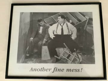 Laurel and Hardy Black and White Comedy Poster 'Another Fine Mess !' (FRAMED)