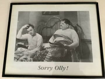 Laurel and Hardy Black and White Comedy Poster 'Sorry Olly!' (FRAMED)