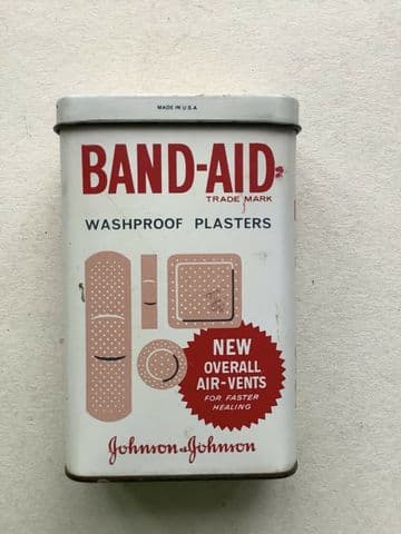 Vintage Band Aid Washproof Plasters Tin - Johnson & Johnson