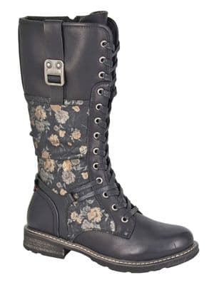 `ABELA´  High Leg Inside Zip Lace Up Boots BLACK