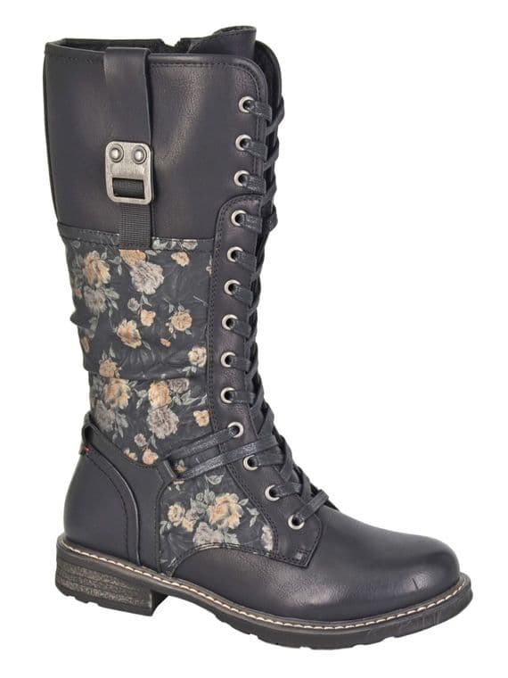 `ABELA´  High Leg Inside Zip Lace Up Boots BLACK