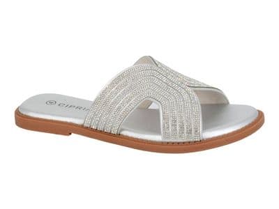 'CELINA' Ladies Jewelled Mule Sandal  SILVER