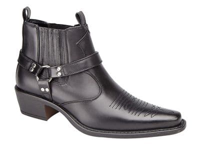 'EASTWOOD' Men's Cowboy Boots with Cuban Heel BLACK