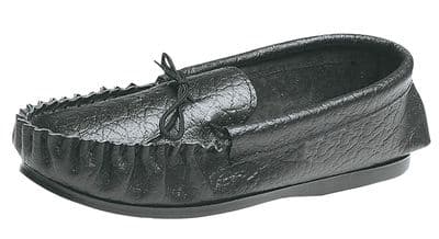 'GORDON' Men's  Leather Moccasins with Hard Wearing PVC Sole BLACK