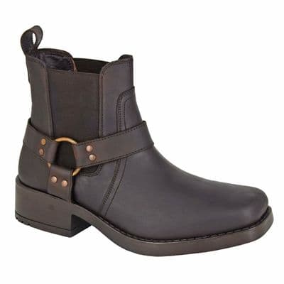 'HARLEY' Men's Leather Western Biker Boots BROWN