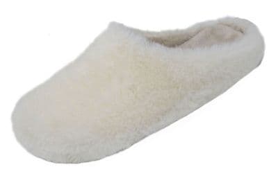 'Heidi' Ladies Faux Sheepskin Luxury Mule Slippers NATURAL