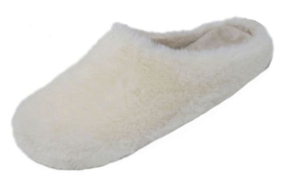 'Heidi' Ladies Faux Sheepskin Luxury Mule Slippers NATURAL