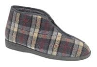 'JED II' Thermal Zip Bootee Slippers GREY CHECK