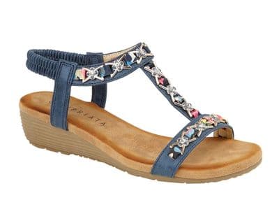 'LIA' Ladies Jewelled Sling Back Sandal _ BLUE