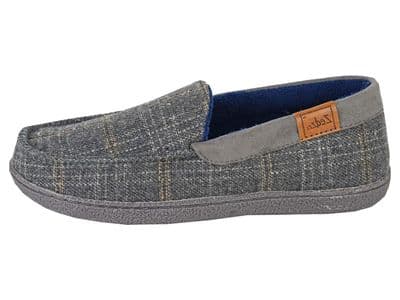 'NEVILLE' Moccasin Style Slippers with TPR Sole GREY