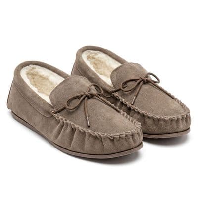 'OLIVER' Real Suede & Wool Lining Moccasins with Hard Wearing Sole CAMEL